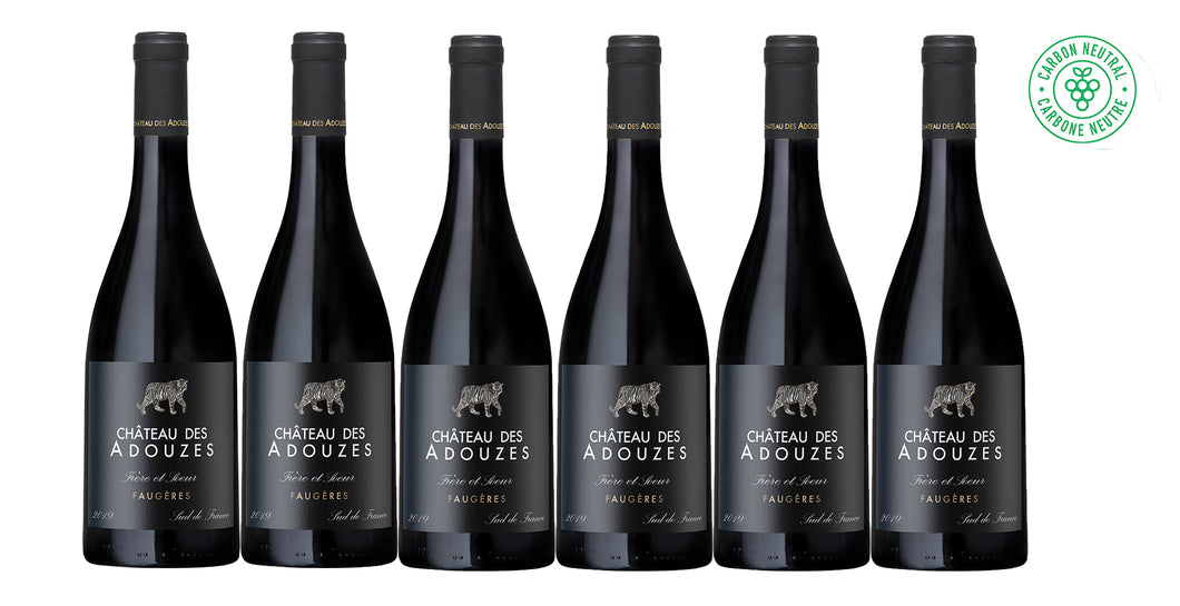 6 Bottles of 2019 Château des Adouzes Frère et Sœur (Brother & Sister，兄妹好)，黑老虎